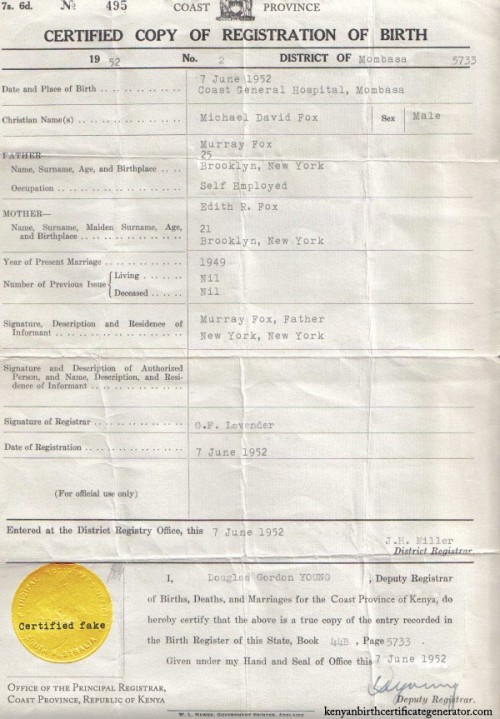 kenyan birth certificate obama. My Kenyan Birth Certificate